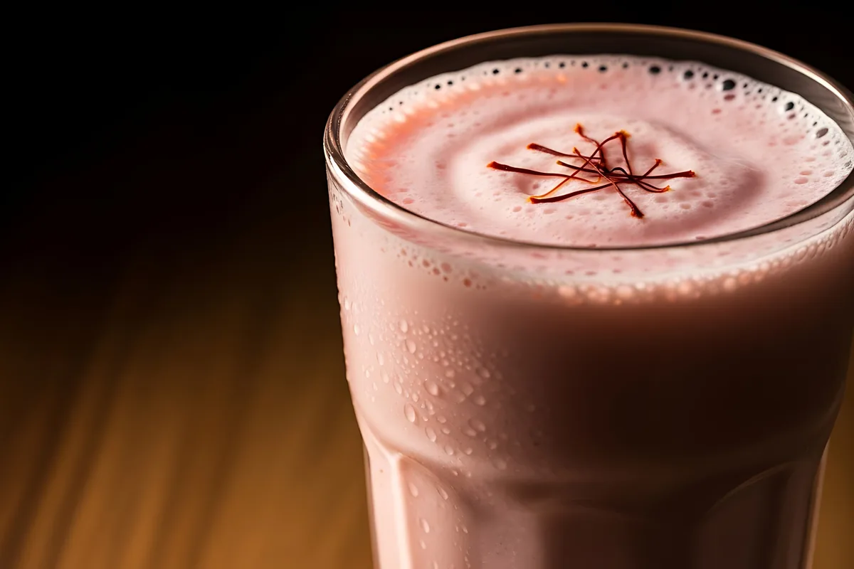 A glass of golden saffron milk